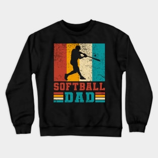 Vintage Softball Dad Fathers day baseball Men Crewneck Sweatshirt